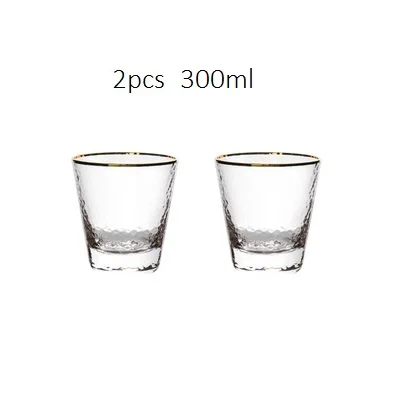 2 small 300ml Ins горячее золото живопись молоток тон стеклянные чашки воды Сокосодержащие напитки чашки чая стакан из прозрачного стекла серии Ho использовать набор посуды - Цвет: 2 small 300ml