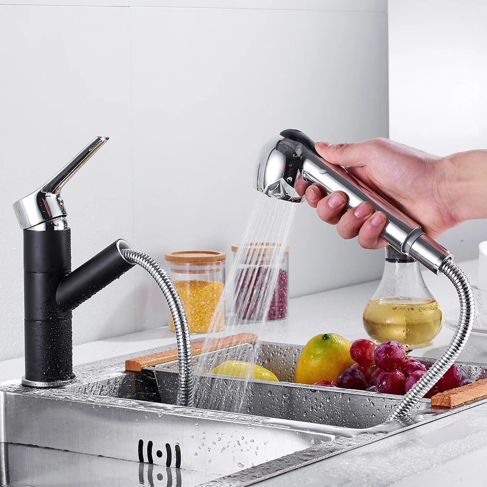 

Kitchen Faucets Single Handle Pull Out Kitchen Tap Single Hole Handle Swivel 360 Degree Water Mixer Tap Mixer Tap