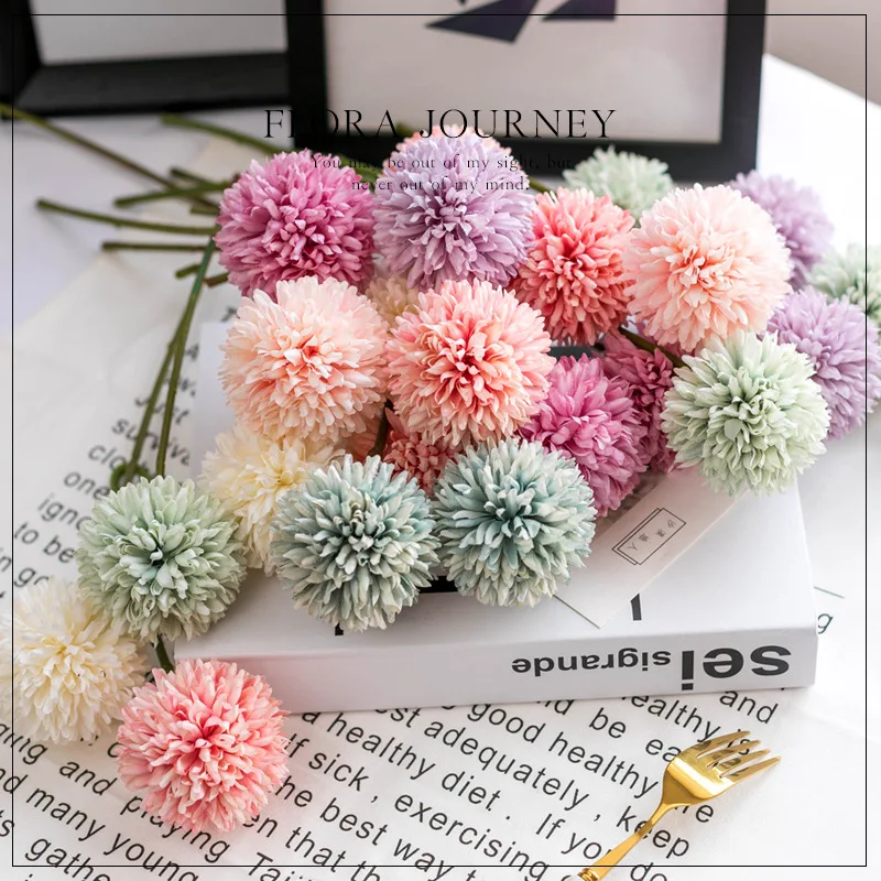 1/3/5PcsBunch Artificial Flower Bouquet Silk Dandelion Flower Ball Fake Flowers DIY Home Widding Decoration Valentines Day Gifts
