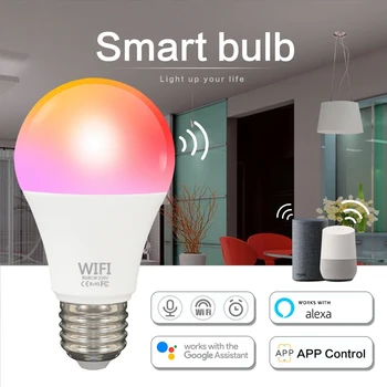

Wifi E27 Led Bulbs Rgb Lamp Color Changing Light Support Alexa Google Home Smart Life Voice App Control AC220V