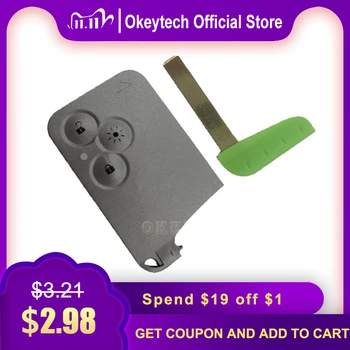 

OkeyTech Replacement 3 Button Remote Key Card Case Shell Fob Cover & Insert Small Key Blade Smart Card for Renault Laguna Espace