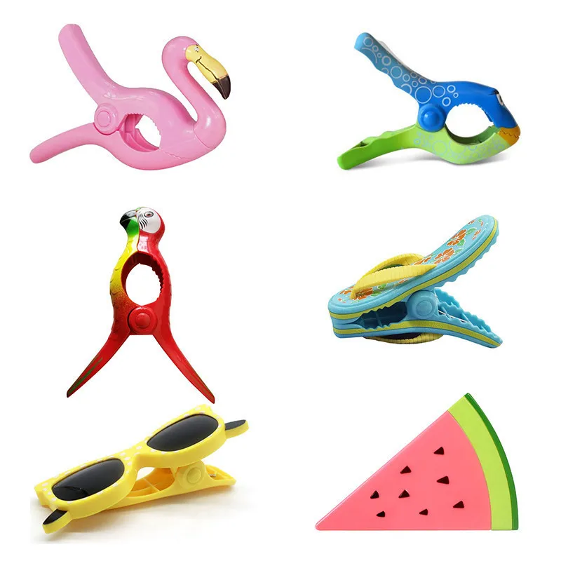 

Stronging Plastic Color Clips Animal Type Beach Towel Clamp To Prevent The Wind Clamp Clothes Pegs Drying Racks Retaining Clip