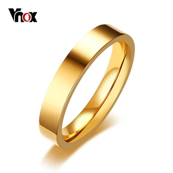 

Vnox Classic 4mm Unisex Ring Stainless Steel Simple Alliance for Women Men Trendy Jewelry Rose Gold Color Wedding Band