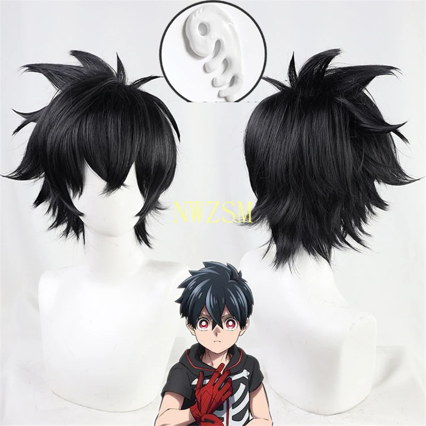 cosplay Kemono Jihen Kabane Kusaka Cosplay Wig Men Short Black Hair Headwear Curly Halloween Anime Props sexy anime cosplay