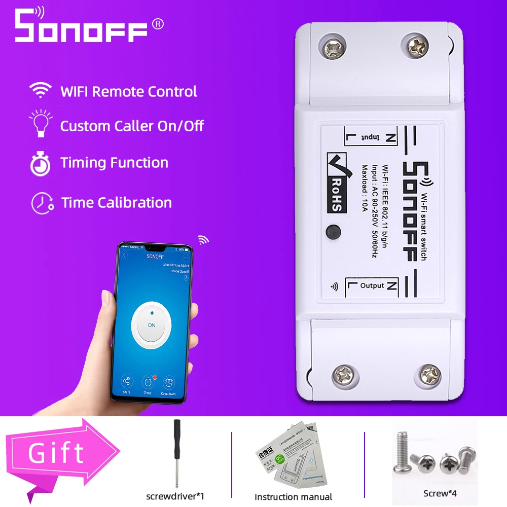 

SONOFF TH16/TH10/DUAL/BASIC/RF R3 Remote Control Wireless Wifi Smart Light Switch Timer 10A Support Google Home Automation Alexa