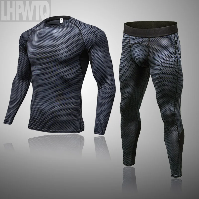 Men's Long Thermal Long Underwear MMA Running Sport Tights Clothing Compression Fitness Long Johns Men's Winter Brand Men warm long johns