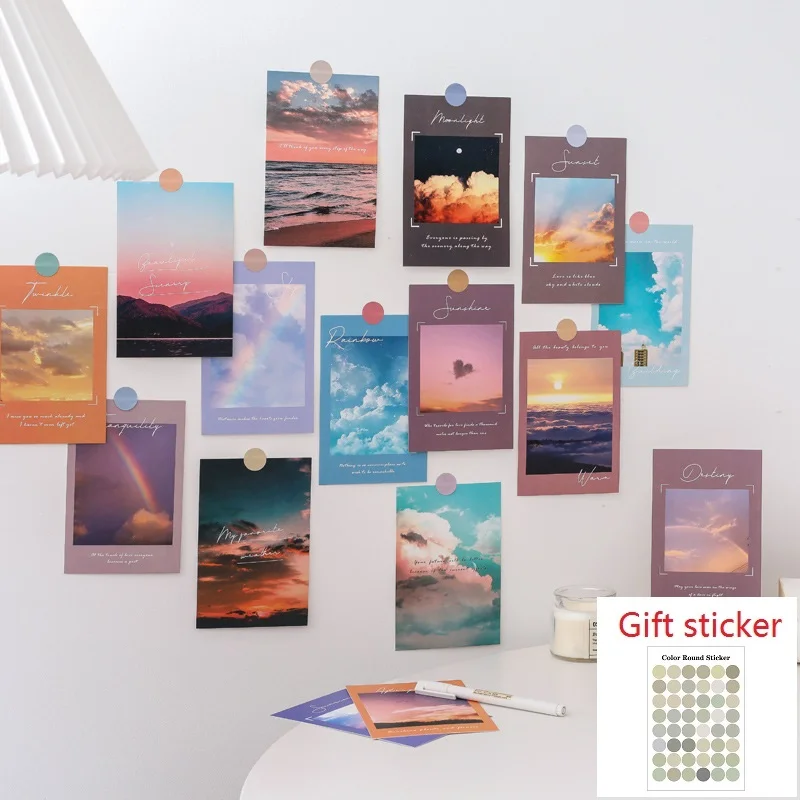

15 Sheets/set Landscape Photography Cards DIY Decoration Cards for Room Walls, Stationery Stickers, Color Cloud Photos, Postcard