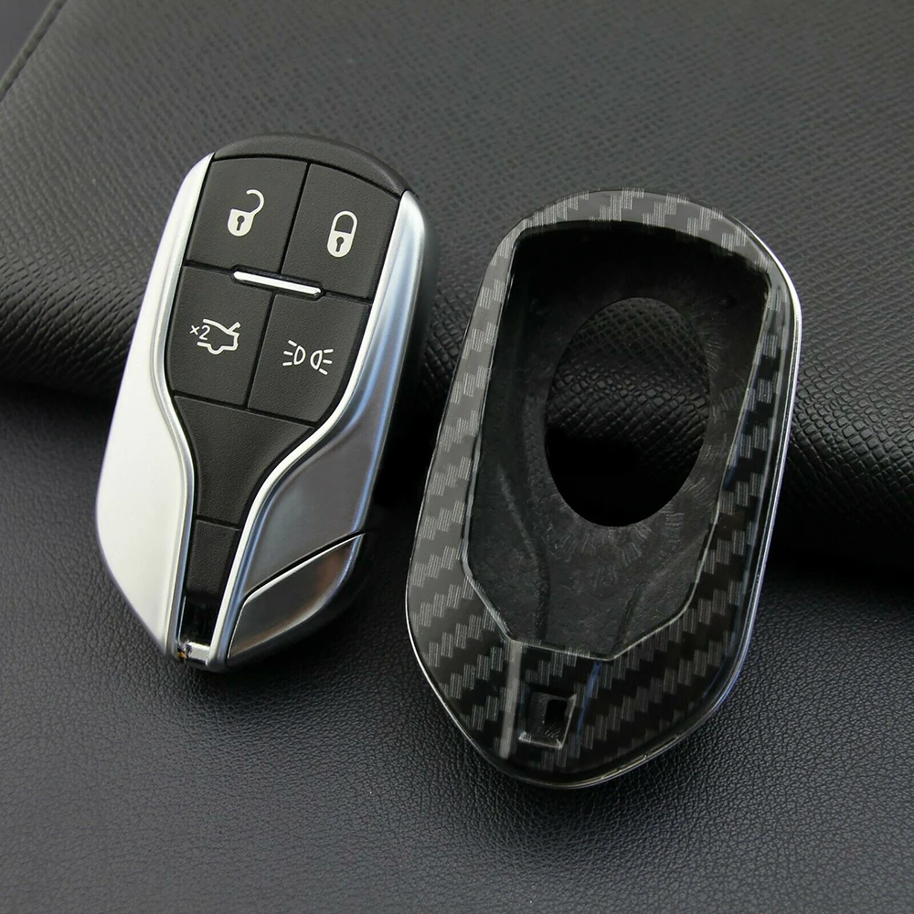 Carbon Fiber Car Key Cover Case Chain Shell Fob For Maserati Ghibli Levante Brand New And High Quality