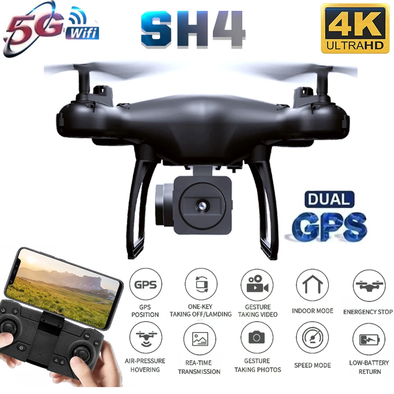 GPS Drone SH4 HD 4K 1080P профессиональный Квадрокоптер с Wi Fi и FPV игрушки для детей VS SG907