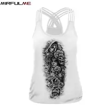 Летний женский спортивный жилет череп 3D печать цветок Йога рубашки Бег Фитнес Футболка быстросохнущие эластичные майки тренировки Спортивная блузка
