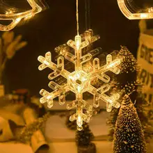 

1 Pcs Christmas Sucker Lamp LED Lights Bell Snowman Star Holiday Window Decoration Battery Powered Hanging Lamp For Home Decor