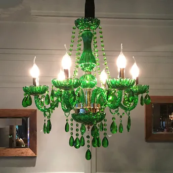 

New Modern led chandelier for dining room Bedroom Kitchen light Fixtures lustre de cristal teto Green Color glass chandelier