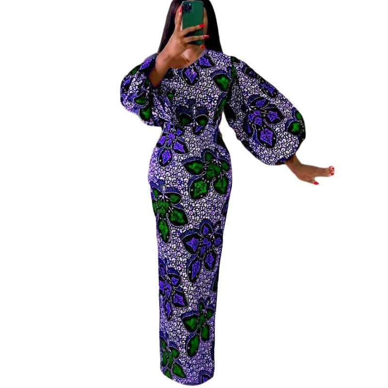 New Autumn Winter Dashiki African Dress Full Sleeve Slim African Dresses For Women High Waist Elegant Party Dress Ankara Robes