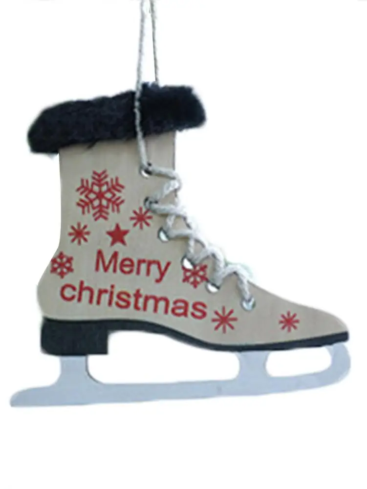 3 шт в скандинавском стиле рождественские коньки обувь кулон плюшевые полые деревянные подвески для украшения рождественской елки