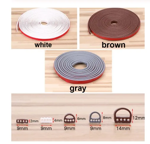 

6meter/lot E/D/I type Silicone rubber sealing strip for door / window sound insulating strip self-adhesive tape