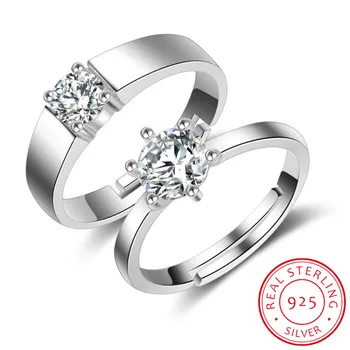 

Luxury Shiny 925 Sterling Silver Wedding Ring Sets For Couple Clear Exquisite CZ Crystal Engagement Jewelry Popula