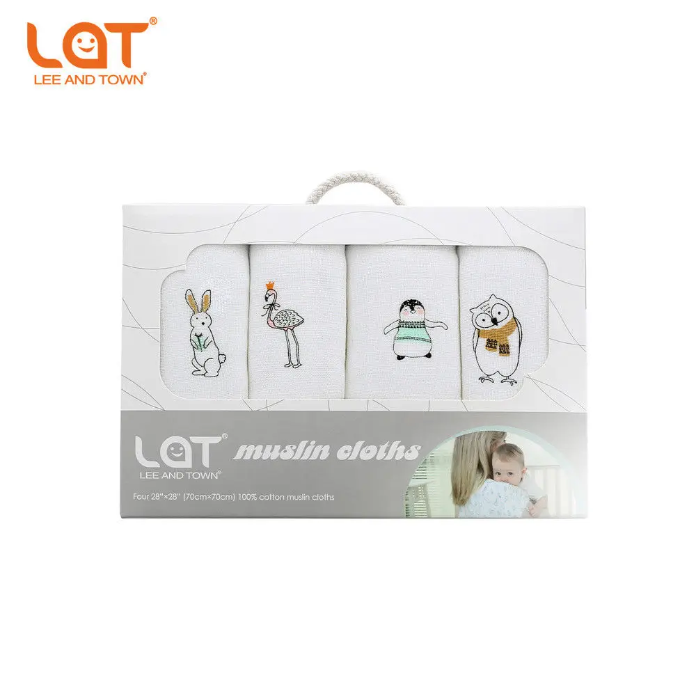 Animal LAT 4 шт./кор. из хлопка для новорожденных муслин площади моющиеся Премиум многоразовый подгузник Подгузники салфетки халат после купания Полотенца Одеяло - Цвет: Animal