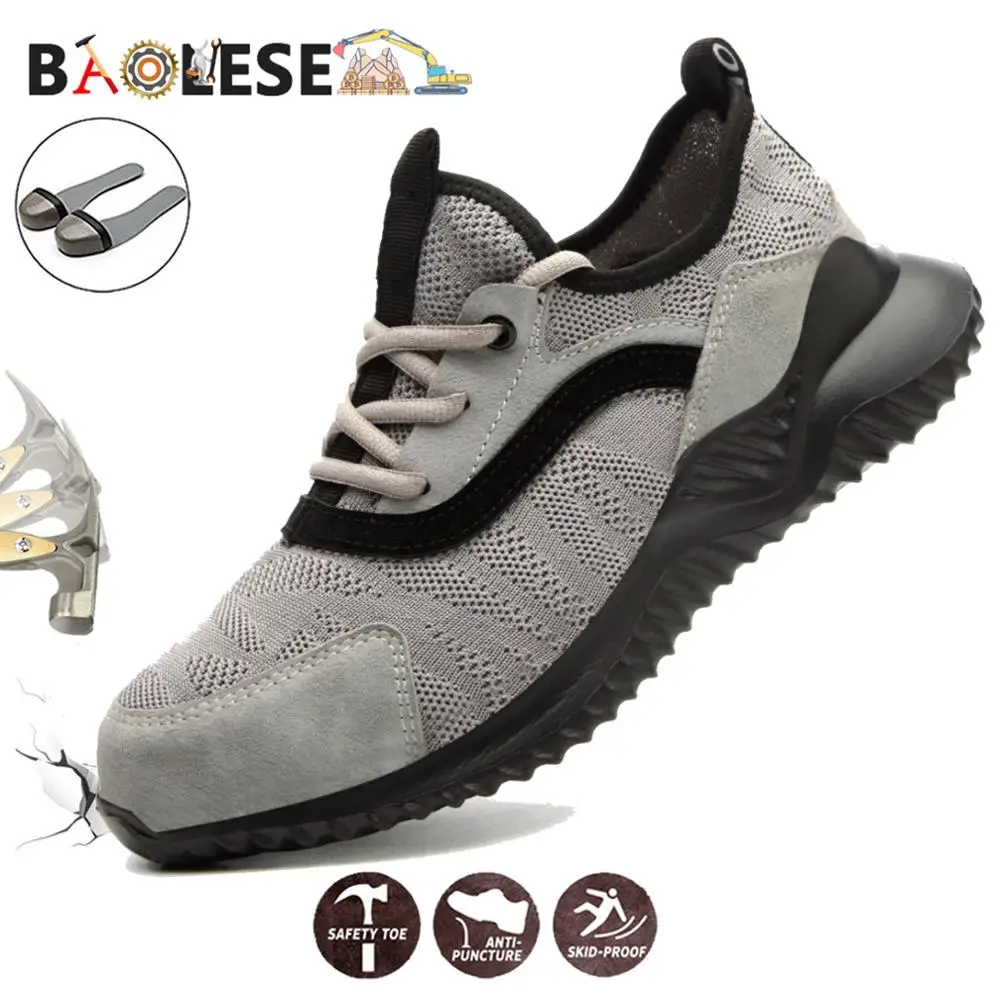 BAOLESEM защитная обувь мужские рабочие защитные для кроссовок защитная обувь со стальным носком дышащая мужская рабочая обувь легкие рабочие ботинки