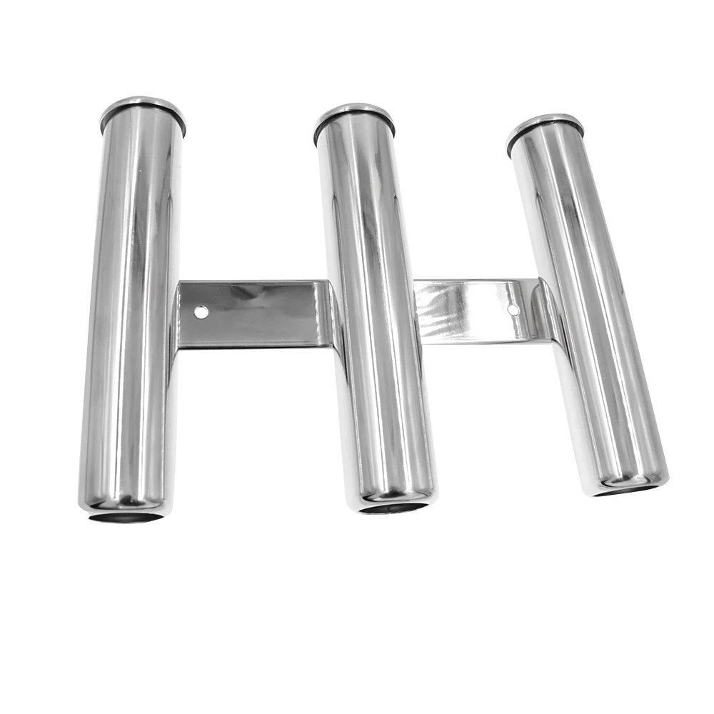 Fishing Rod Holder Stainless Steel 3 Tube Rod Holder Triple Wall-hung Style For Boat Yacht Rod Holder Organiser Pole Tube Mount