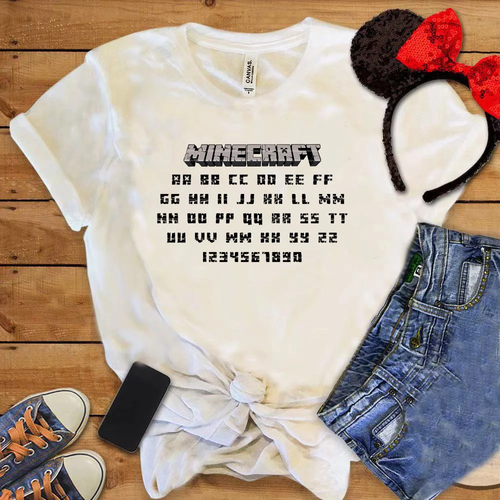 New Arrived Women Sandbox Game T-shirt Fashion Pixel Ladys Comfort Tops Funny Anime Font Unisex Loose | Женская одежда