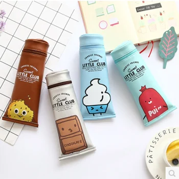 

New Cute Korea Toothpaste Shape Snacks Mobilization Chocolate Ice Cream Pencil Case Bag Kawaii PU Pencilcase For School Supplies