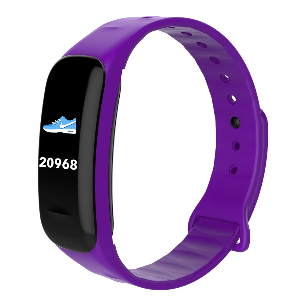 purple Bluetooth Смарт-браслет водонепроницаемый монитор сердечного ритма здоровье фитнес-трекер Смарт-часы спортивные смарт-браслет C1 Plus - Цвет: purple