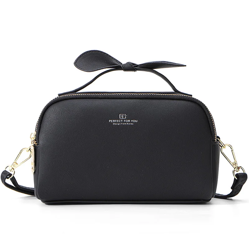 Elegant Women Leather Handbags Female Shoulder Crossbody Bags for Women Handbags High Quality Ladies Messenger Hand Bags Tote - Цвет: Black