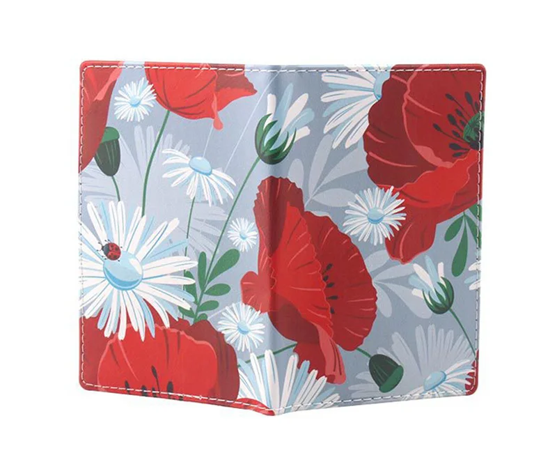 Fashion Travel Passport Holder Women Beautiful Flower Printing Credit Card Holder Cute Cartoon PU Leather Passport Cover PC0065 (4)