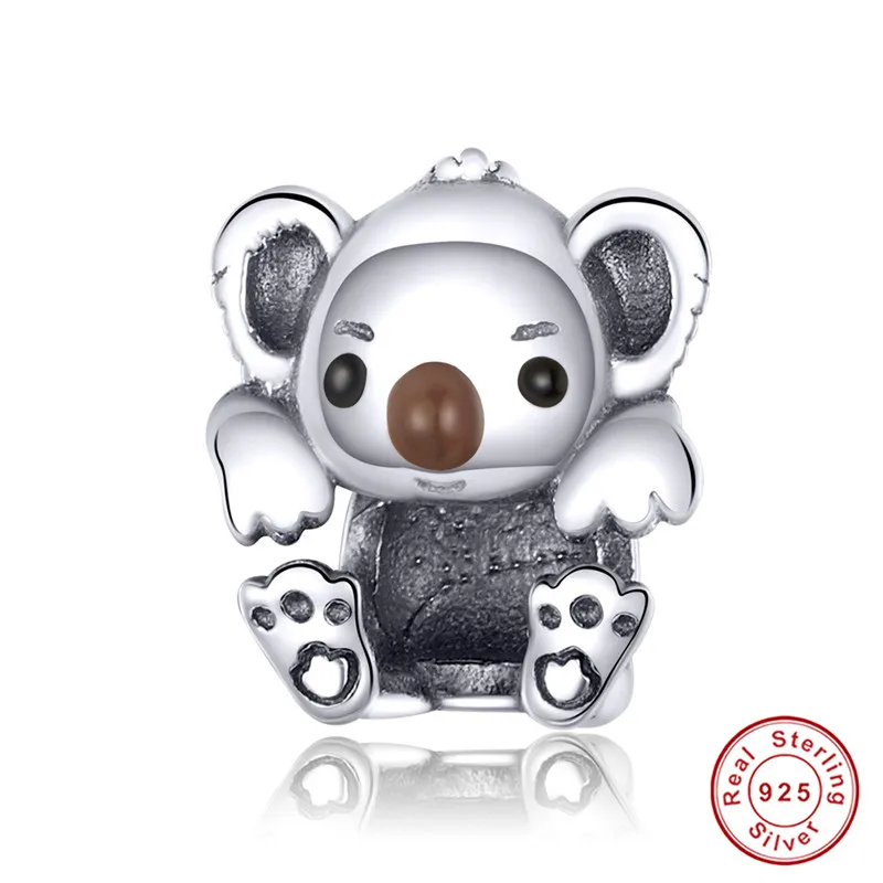 Fit Pandora браслет серебро 925 CZ луна Кот бусины собаки S925 лиса кролик обезьяна коала Медведь Подвески-талисманы с домашними животными для изготовления ювелирных изделий - Окраска металла: as1304-3