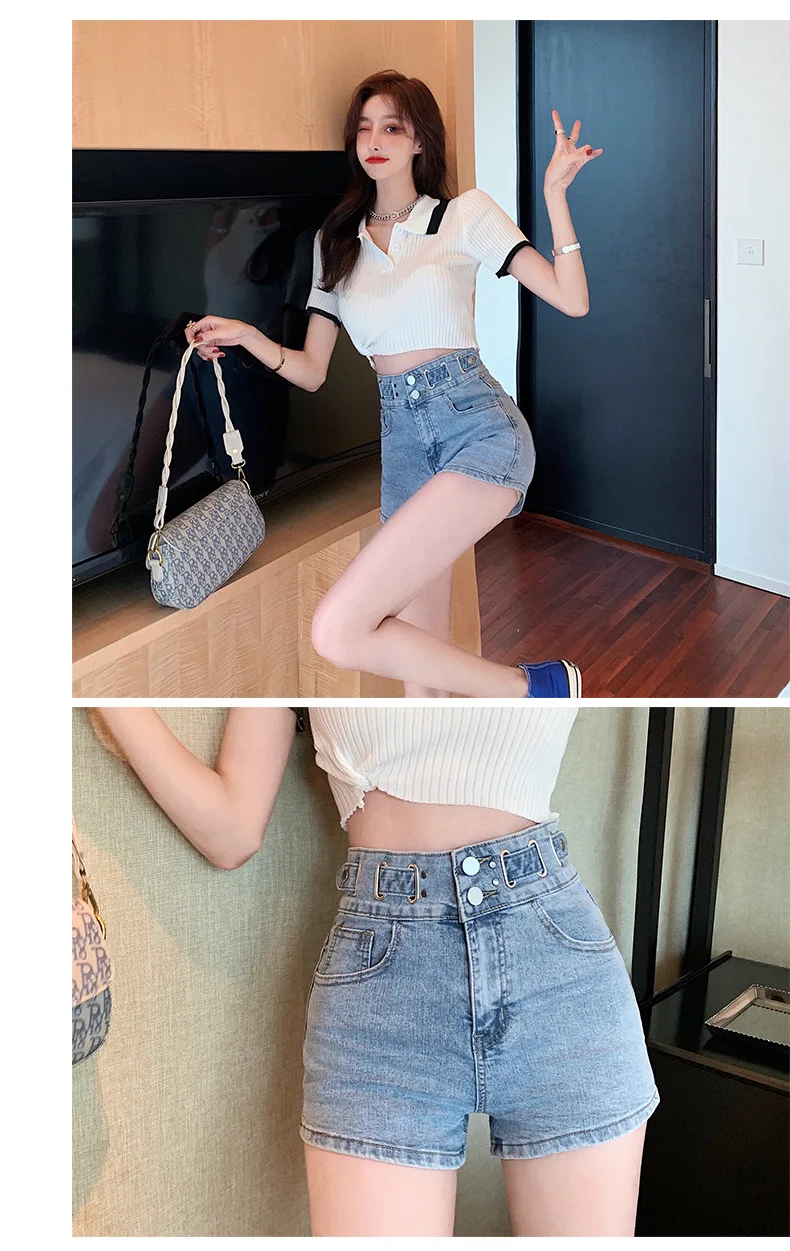 levis 501 Women sexy skinny slim jeans shorts denim ladies 2021 summer retro high waist casual beach street clothing biker girl levis jeans