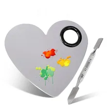 1 шт. в форме сердца окрашенная нержавеющая сталь палитра лоток смешивания стержень шпатель набор для акварель, масло, живопись макияж