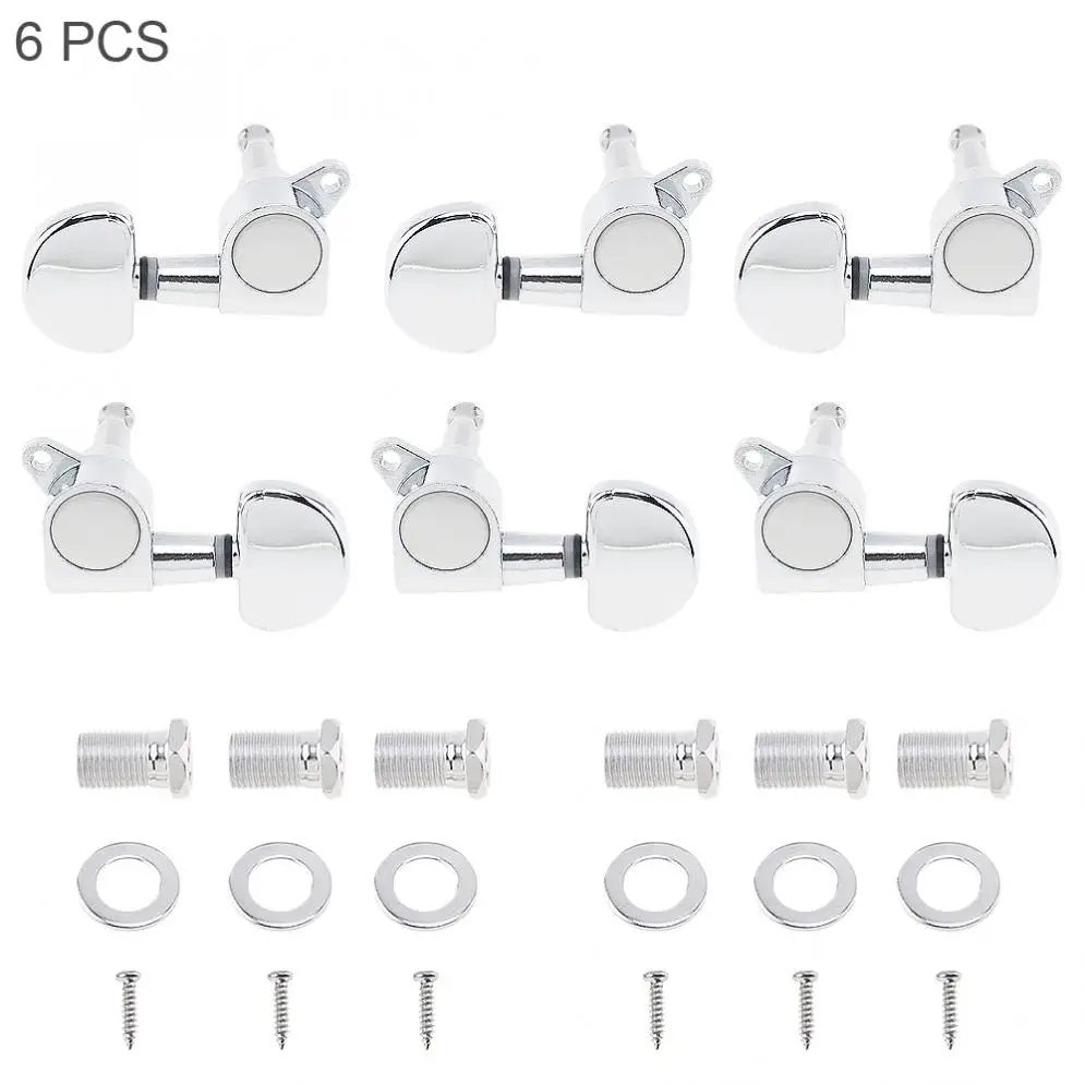 

Hot 6pcs Silver Guitar Tuning Pegs Tuner 3R+3L Semicircle All Closed Machine Head for 40 / 41 Inch Acoustic Folk Guitar