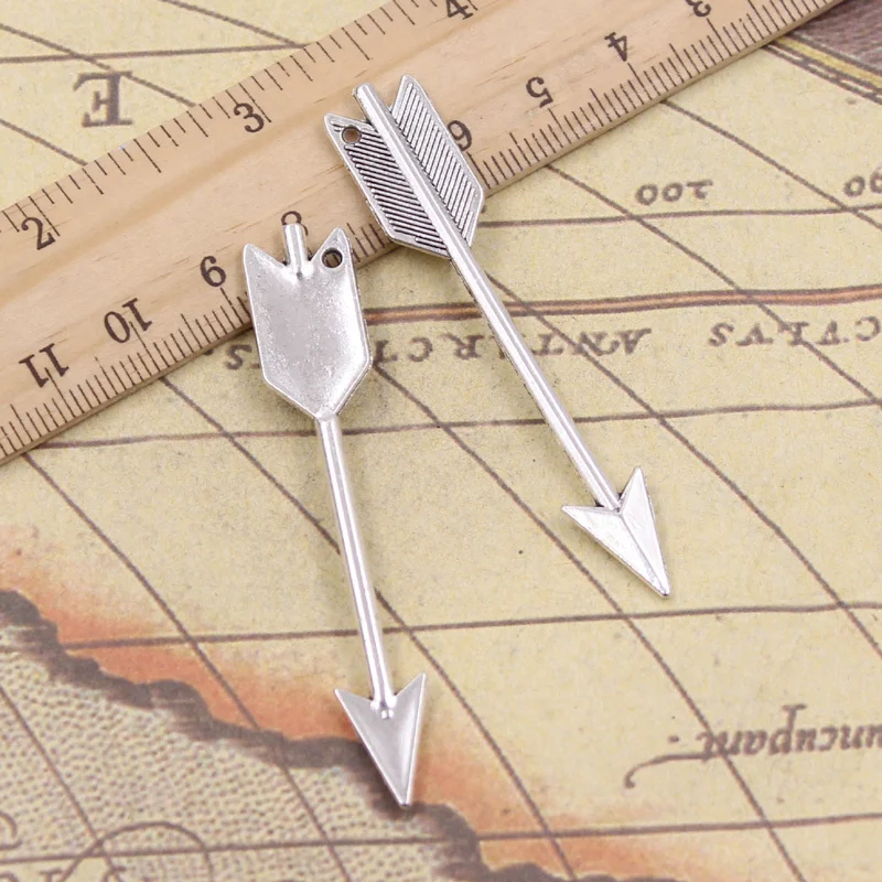 10pcs Charms Arrow 64x11mm Tibetan Bronze Silver Color Pendants Crafts Making Findings Handmade Antique Jewelry DIY For Necklace | Украшения