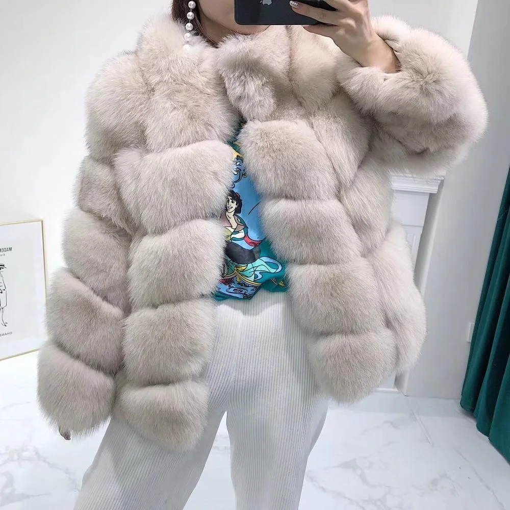 

Chic ins hot outerwear girls pelt high end fox fur jacket thin version winter wears clothes warm soft real fur women's coats