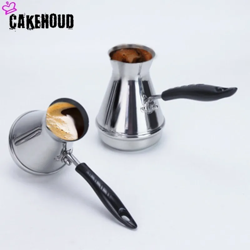 CAKEHOUD, Европейский, с длинной ручкой, Мока, портативный, турецкий, арабский, нержавеющая сталь, кофейник, сливочное масло, плавильный горшок, кофейная посуда