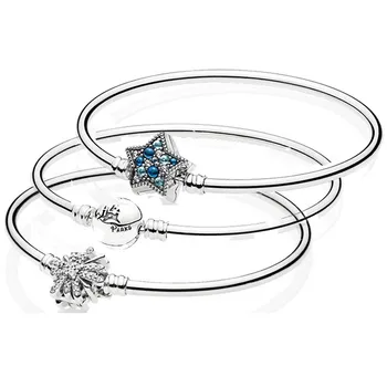

Sparkling Bright Star Wonderful World Park Castlel Clasp Bracelet Fit Pandora Snake Bangle 925 Sterling Silver DIY Bead Charm