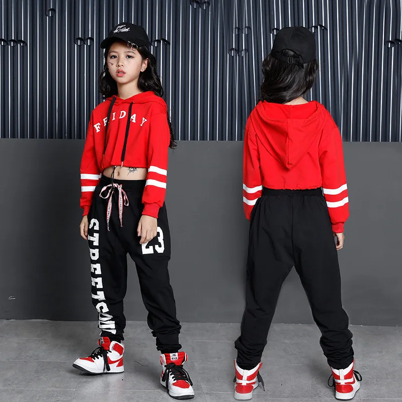 Costume da spettacolo Hip Hop per ragazze abbigliamento da ballo moderno  camicia da felpa corta per bambini pantaloni da Jogger Jazz sala da ballo  danza Streetwear| | - AliExpress