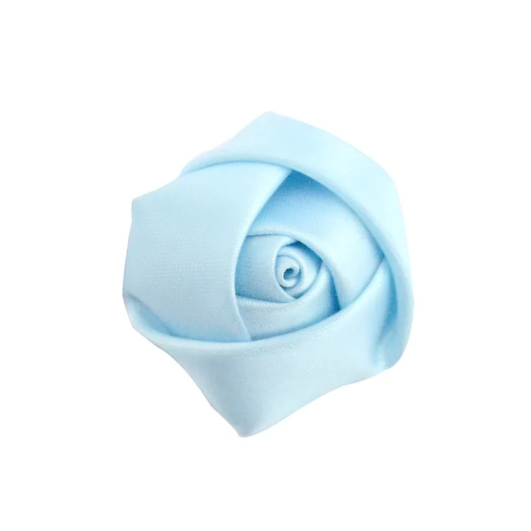 10 шт./лот размер 3,5 см лента Роза атласная роза ручной работы ленты цветы материал для изготовления свадебного букета аксессуары для цветов - Цвет: Светло-голубой