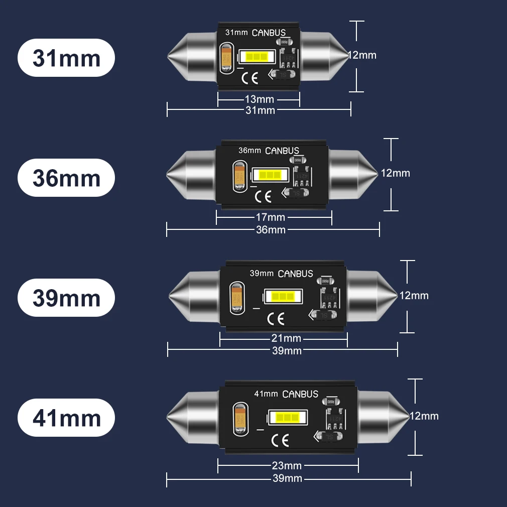 Светодиодная лампа Canbus C5W C10W, 31 мм, 36 мм, 39 мм, 41 мм, гирлянда, светодиодный светильник для салона автомобиля, купол, лампа для чтения номерного знака, авто 6000 K, 12V