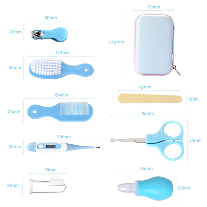 Baby Care Kit Children's Nail Scissors Scissors Hair Brush Manicure Comb Baby Supplies Clipper Box  Travel Nail Clipper (8Pcs)