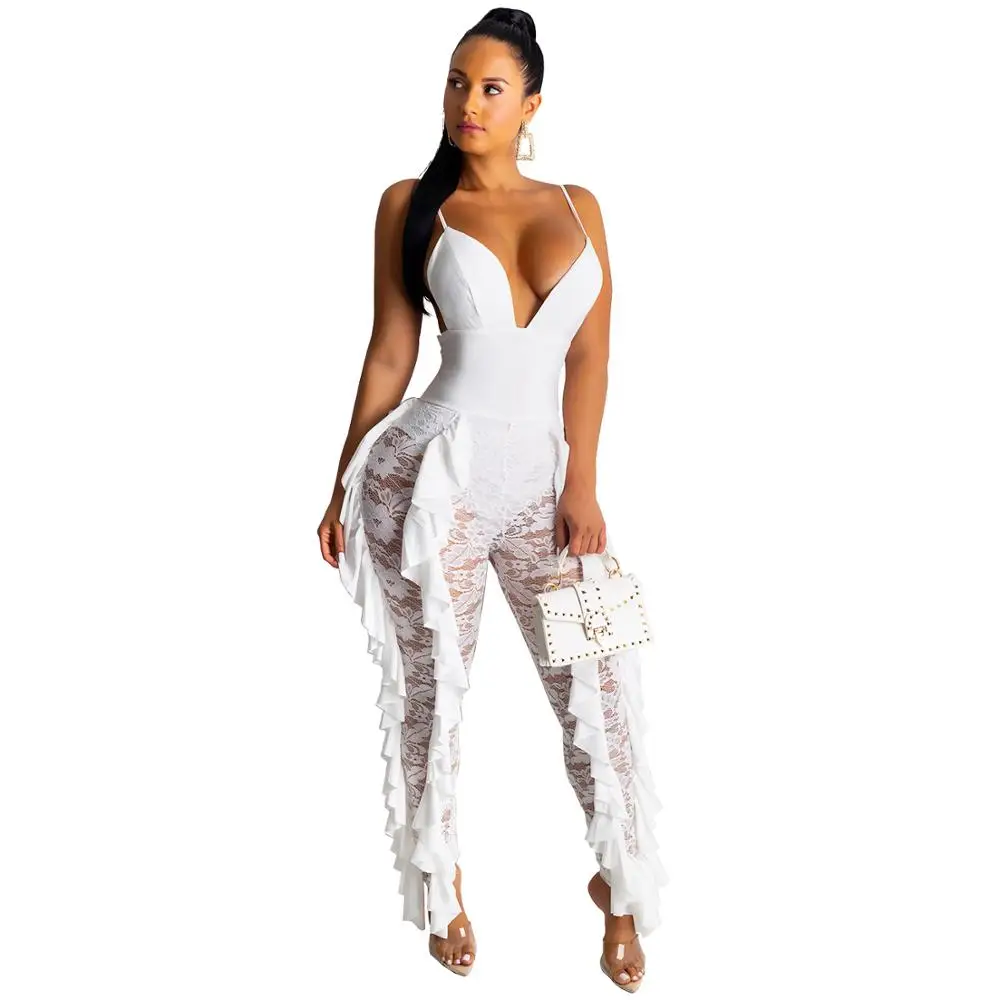 

rompers womens jumpsuit 2019 New Autumn sexy lace stitching bodysuit romper women jumpsuit