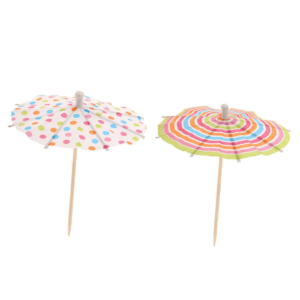 100stk. Cocktail Sticks Cocktail Sticks Toothpick Cake Topper Cupcake Picks With Paper Umbrella Design