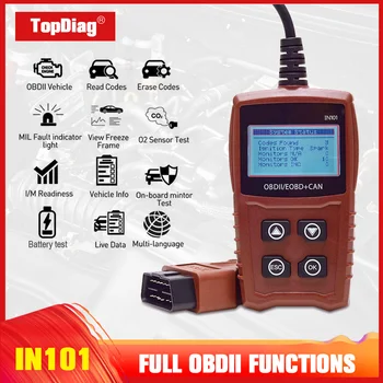 

TopDiag Car Battery Diagnostic Erase Scan Creader IN101 Tool OBD2 Code Reader Scanner Automotive Car Fault Scan Tool