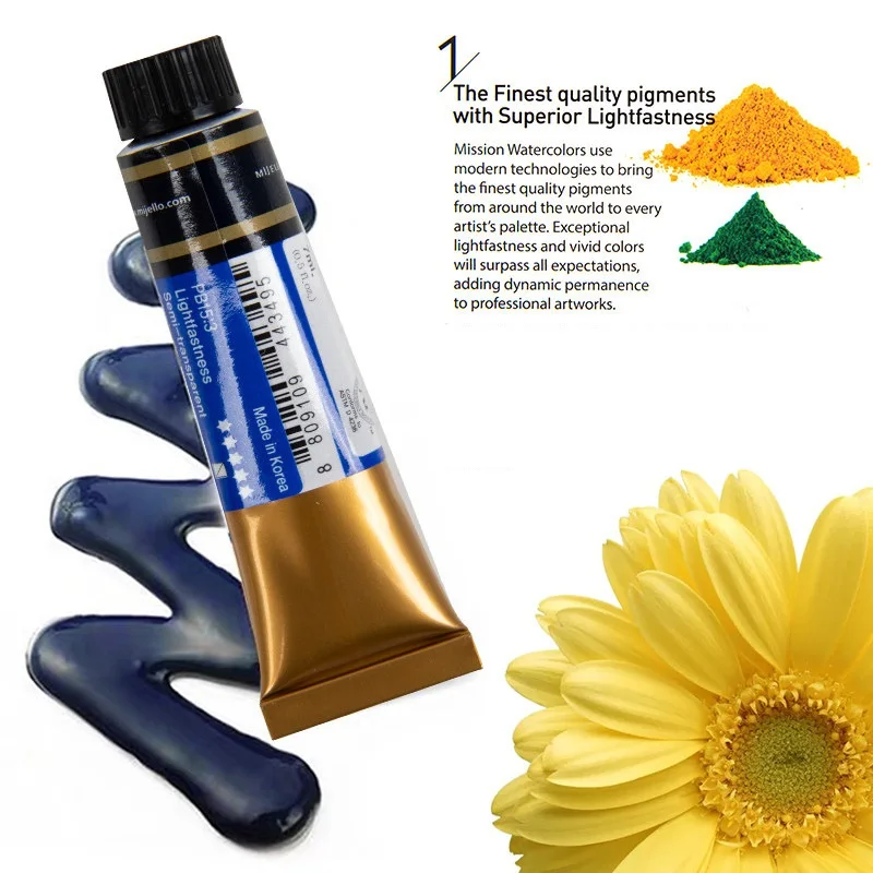 24 Colors Watercolor Natural Pigment Watercolour Paints Mijello Gold watercolor painting set,watercolor paint,watercolor pigment