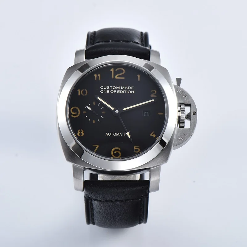 Black belt 1 Parnis 44 мм GMT часы для мужчин автоматические механические запас хода из нержавеющей стали светящийся водонепроницаемый кожаный ремешок Дата часы - Цвет: Black belt 1