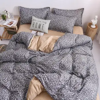 

Bedding Set Queen Size Little Leaf Reactive Printed Quilt Cover Bed Sheet and Pillowcase Double Bed Cover King Size Bed Linens