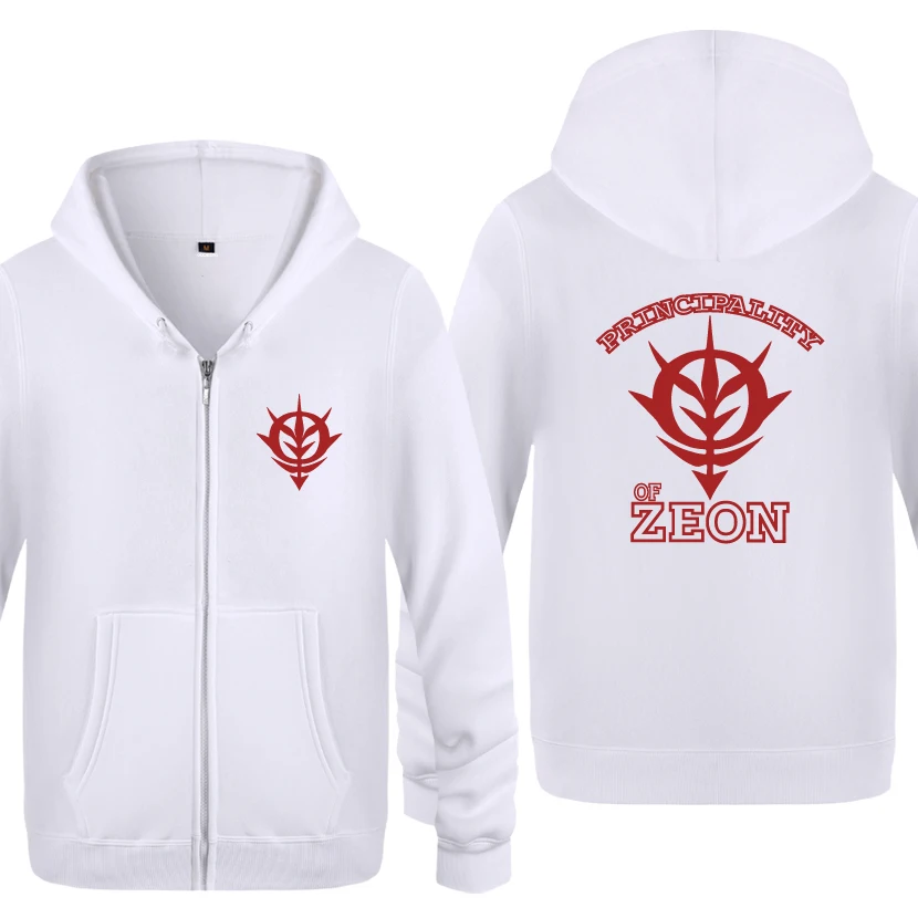 Gundam Principality of Zeon Аниме толстовки мужские мужские с капюшоном на молнии флисовые толстовки кардиганы - Цвет: BAY HOT