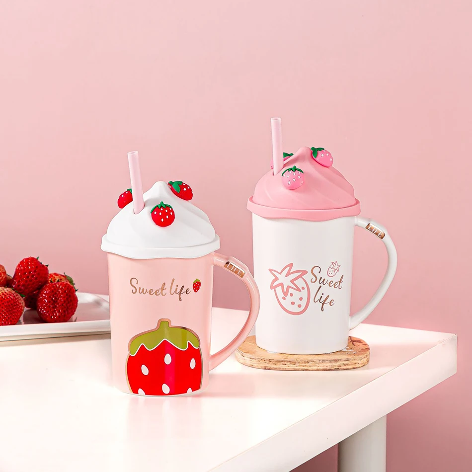 Kawaii Strawberry Ice Cream Mug Coffee Cup - 15 - Kawaii Mix