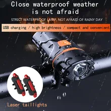 Яркий велосипедный светильник 1200 люменов, заряжаемый от USB, велосипедный головной светильник, передний задний светильник, водонепроницаемый IP65 T6, 85 градусов