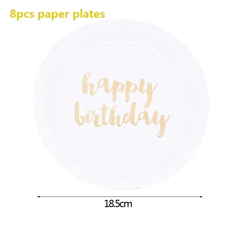 Золото одноразовая посуда бронзового цвета Бумага чашки Happy бумажные тарелки для дня рождения детская и взрослая День рождения поставки Свадебные украшения - Цвет: B05